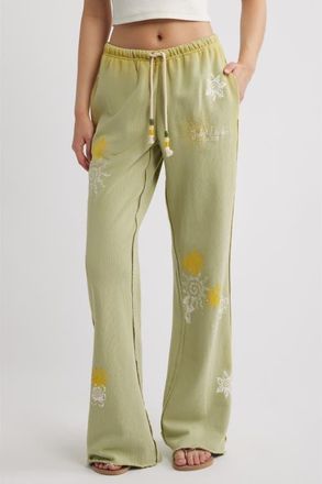 Jaded London Appliqu&eacute; Bootcut Cotton Joggers in Green at Nordstrom, Size X-Small