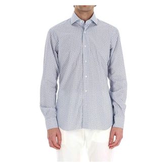 Barba Camicia micro fantasia - Heren - Casual Overhemden - Veelkleurig - L - Katoen - Overhemden