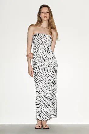 AFRM Strapless Mesh Midi Dress