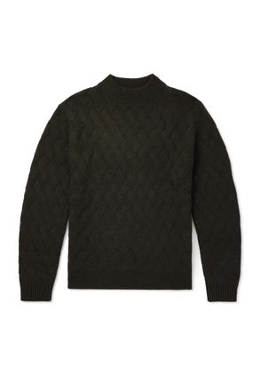 Allude Cable-Knit Wool and Cashmere-Blend Mock-Neck Sweater