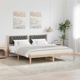 vidaXL Bed Frame with Headboard Dark Grey 160 x 200 cm Solid Pine Wood vidaXL