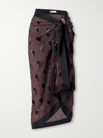 Tory Burch Pareo In Crepon Di Misto Seta Con Stampa Paisley D&eacute;vor&eacute; - Marrone