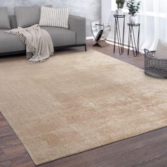 Paco Home Paco Home Alfombra Sal&oacute;n Pelo Corto Lavable Monocolor Moderna Suave Beige 240x340 Cm
