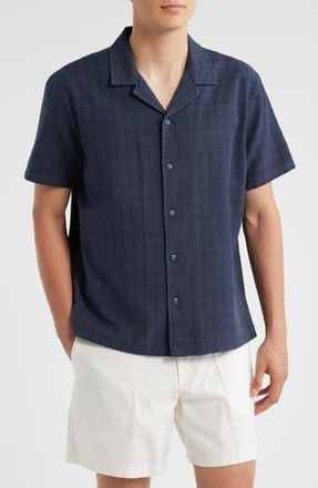 Treasure & Bond Grid Eyelet Cotton Camp Shirt in Navy India Ink at Nordstrom Rack, Size X-Large