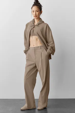 Alo | High-Waist Pursuit Trouser (Regular) in Gravel Beige, Size: Medium