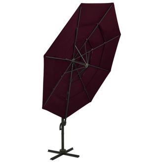 Berkfield Home Harmful 4-Tier Parasol with Aluminium Pole Bordeaux Red 3x3 m in Burgundy