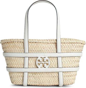 Tory Burch Small Shopping Bag In White Basket Straw