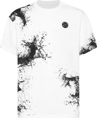 Plein Sport T-Shirt Round Neck Ss Splash - Heren - Sportshirts - Wit - S - Katoen - Fitness