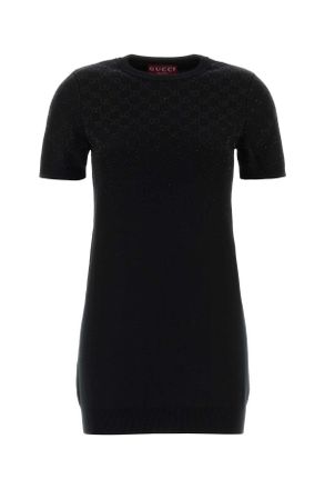 Gucci Black Wool Blend Mini Dress