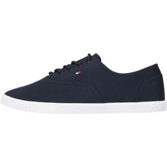 Tommy Hilfiger Women, Canvas Lace Up Sneaker, Cupsole Sneaker, Blue, 4