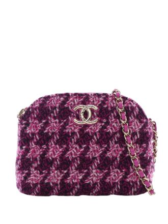 Chanel 2021-2025 CC Tweed Houndstooth Clutch On Chain crossbody bag - women - Fabric - One Size - Purple