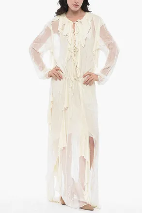 Diesel Tie-Neck Maxi Dress D-AZZLING With Ruffles And Slits Diesel