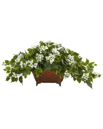 Nearly Natural Bougainvillea in Metal Planter