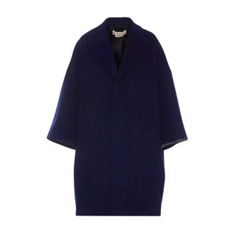 Marni Single-Breasted Coats, female, Blue, XS, Navy Wool Coat