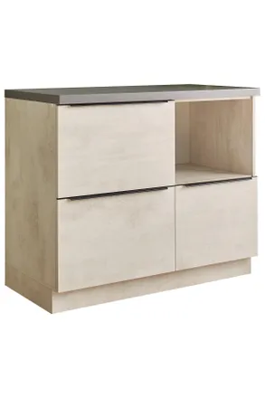 MID.YOU Mid.you K&uuml;chenunterschrank, Anthrazit, Wei&szlig;, Kunststoff, 3 Schublade(n) Schubladen, einzeln stellbar, 110x94x60 cm, K&uuml;chen, K&uuml;chenm&ouml;bel, K&uuml;chenschr&auml;nk