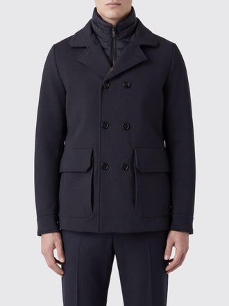 Moorer Short Double-Breasted Coat in Viscose Blend with Lapels