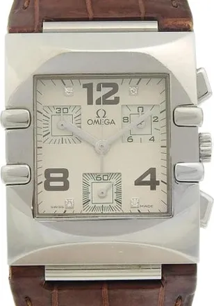 Omega Pre-owned Quadra Roestvrij Staal Quartz Chronograaf - Dames - Vintage Horloges - Grijs - ONE Size - Leer - Vintage
