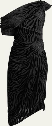 Isabel Marant Cyane Draped Velvet Burnout Bodycon Midi Dress