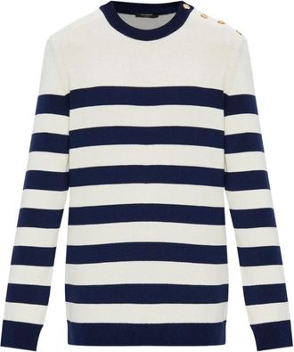 Balmain Gestreept gebreid truitje met ronde hals - Heren - Ronde hals truien - Veelkleurig - L - Truien & Vesten