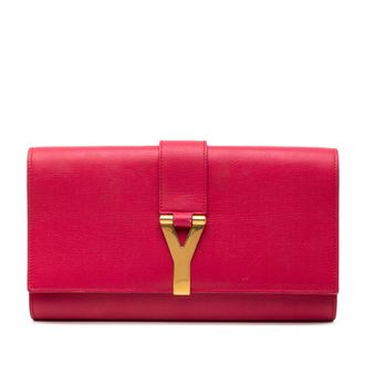 Saint Laurent Pre-owned Womens Leather Chyc Ligne Clutch - Dusty Pink - One Size