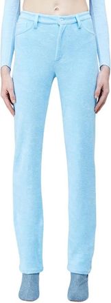 Maisie Wilen Gebreide Stretchbroek met Knoopsluiting - Dames - Slim Fit Broeken - Blauw - XS - Katoen - Broeken