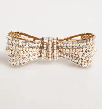 Dolce & Gabbana Gold Brass Glas Crystal Faux Pearl Embellished Brooch Real Glass Accessory
