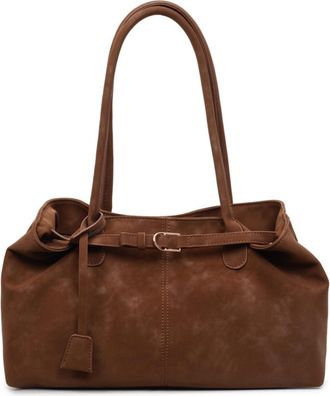 Generic Suede Tote Bag, Faux Suede Hobo Bags, Vegan, Perfect for College, School, Work, and Travel (Brown)