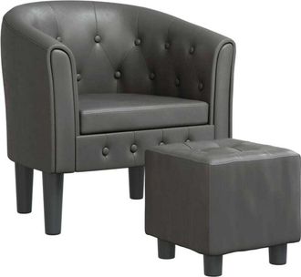 vidaXL vidaXL Poltrona a Pozzetto con Poggiapiedi Grigia in Similpelle