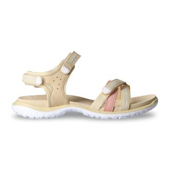 Ecco Ecco Offroad Roam Leather Textile Womens Hook and Loop Sandals - Straw Bright White Dusty Peach - Size:UK 6.5-7