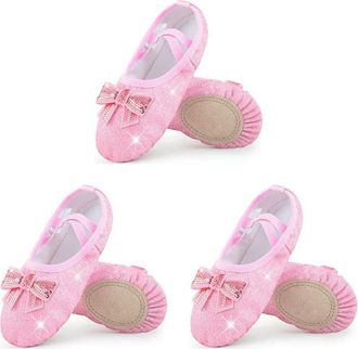 Generic GLDFW Shoes Split-Sole Glitter Flats Soft Breathable Ballet Shoes for Girls Toddler/Kid Bow Knot