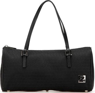 Fendi Borsa a mano Bauletto micro in tela con motivo Zucchino 2000-2010 - Nero