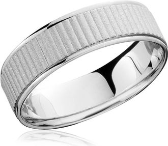 Pompeii3 Mens 14K White Gold Comfort Fit Brushed Wedding Band Size Selectable