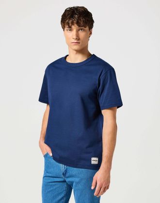 Wrangler T-Shirt WRANGLER WRANGLER T-shirt Shortleeves Solid Tee, Herren, Gr. L, blau, Obermaterial: 100% Baumwolle CO., Shirts T-Shirt