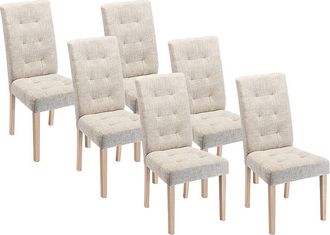 Vente-Unique Juego de 6 sillas VILLOSA - Tela y Patas de madera - Beige