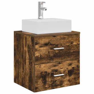 vidaXL Vanidad Con Lavabo De Pared Roble Ahumado 49,5 X 41 X 62,5 Cm Vidaxl