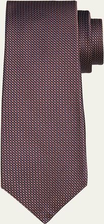 Kiton Mens Silk Geometric Jacquard Seven-Fold Tie