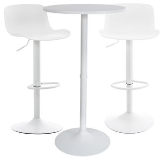 Clp Clp - Conjunto De 2 Taburetes De Bar Con Respaldo Alto & 1 Mesa Medora Blanco