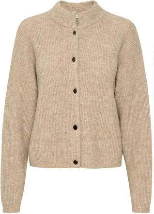 Gestuz Beige Korte Cardigan Alphagz Stijl - Dames - Vesten - Beige - XL - Truien & Vesten