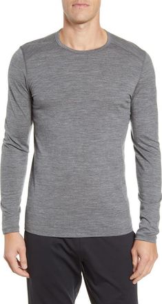 Icebreaker Oasis Long Sleeve Wool Base Layer T-Shirt in Gritstone Heather at Nordstrom, Size Small