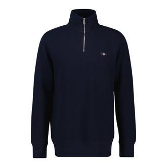 GANT Heren Gant Textured Half-Zip Sweatshirt in Blauw