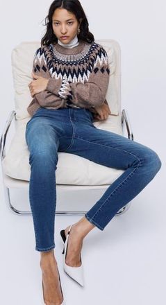 H&M Skinny High Jeans in Denim Blue at Nordstrom, Size 18