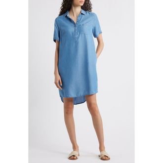 Beach Lunch Lounge Lizzy Short Sleeve Denim Dress in Medium Wash at Nordstrom, Size X-Large