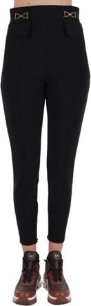 Elisabetta Franchi Broek met Hoge Taille - Dames - Vrijetijds broeken - Zwart - 2XL - Broeken
