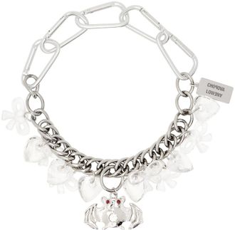Chopova Lowena Silver Bats & Bows Charm Necklace