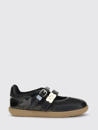 Ganni Sue Mary Jane Ballet Flats with Velcro Strap and Metallic Butterfly Logo
