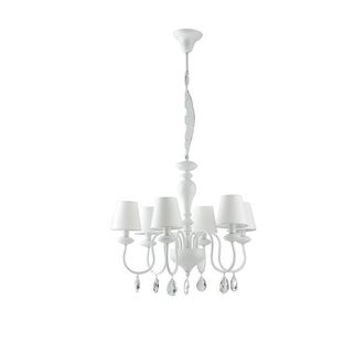 Netlighting ARTHUR 6 Light Chandeliers with Shades White Fabric Lampshade 72x58cm | Size: 72x58 cm