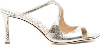 Jimmy Choo London Champagne Leather Clogs With Glitter