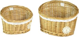 Vacchetti Vacchetti - Cesta Colgante De Mimbre 1-2 Lorraine Con Puntilla Y Flor Blanca Cm25x16h12/19