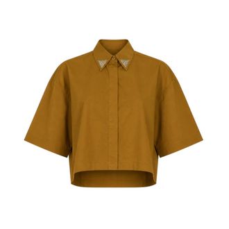 Pinko Shirts, female, Brown, Size: M Cropped Shirt