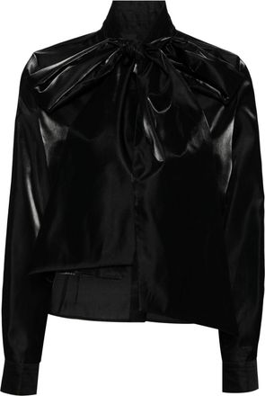 Comme Des Garçons bow satin shirt - women - Polyester/Nylon - S - Black